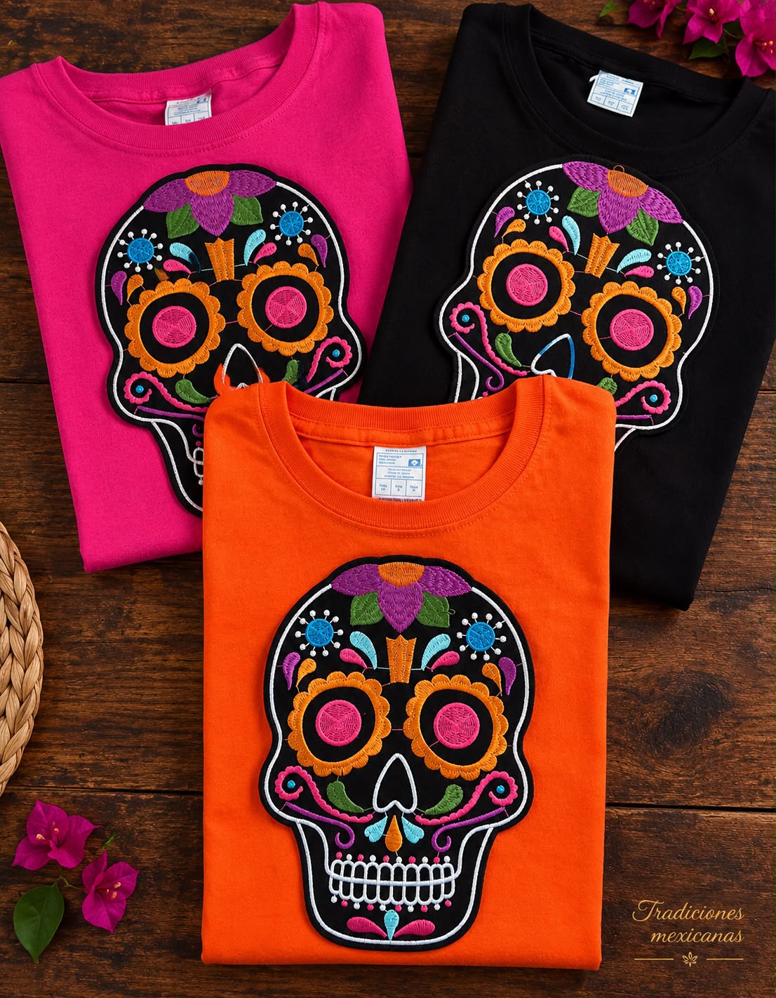 Calavera ojos bordados