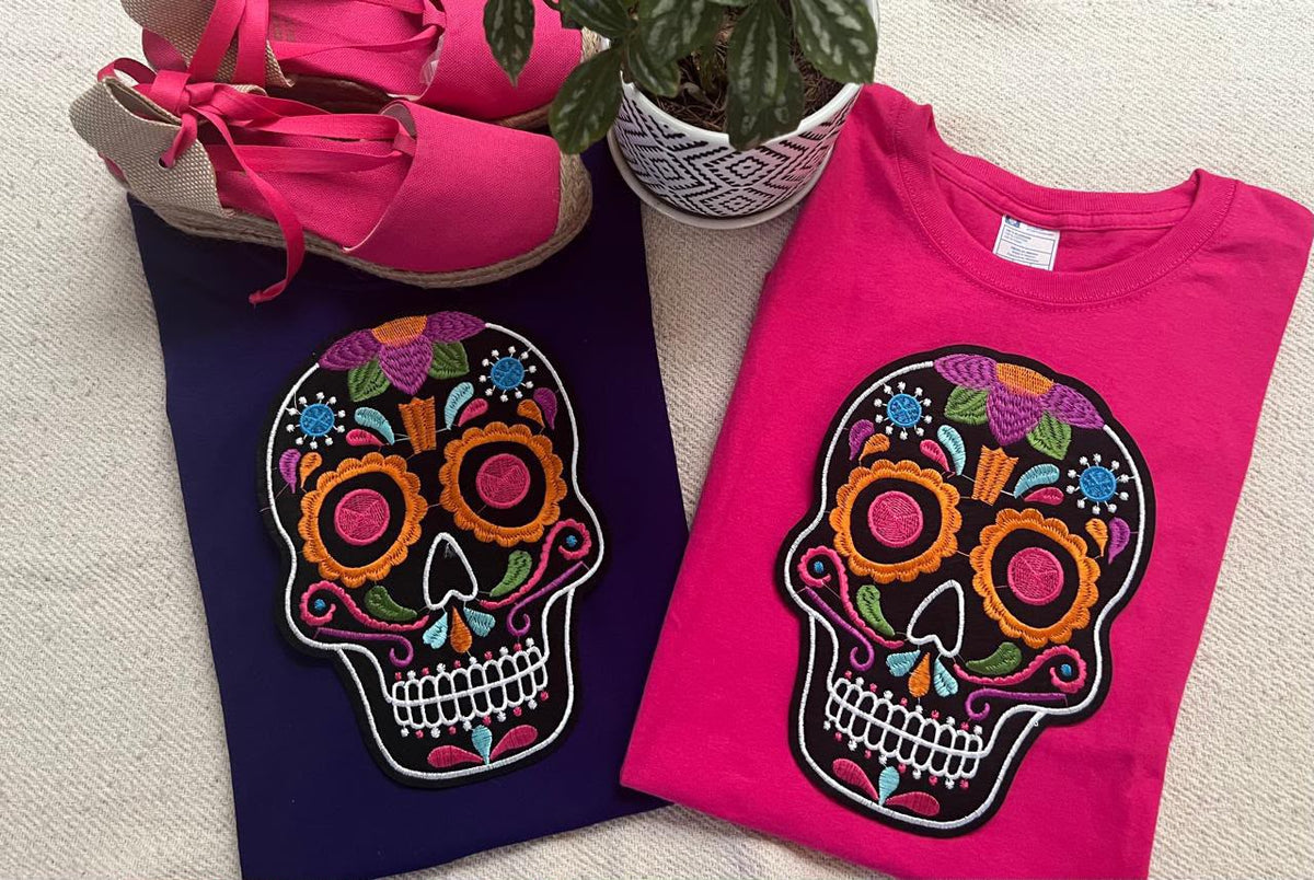 Calavera ojos bordados